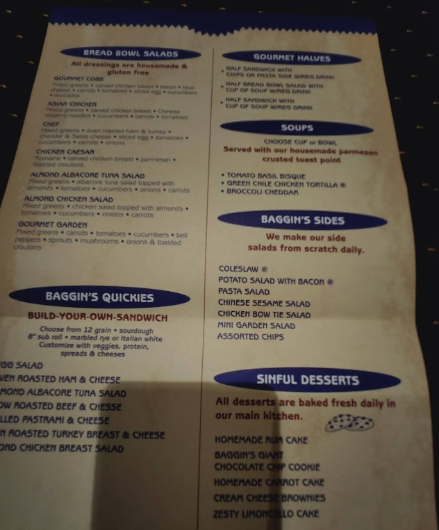 Baggin's Gourmet Sandwiches Restaurant Menu – Hot & Cold Gourmet Sandwiches